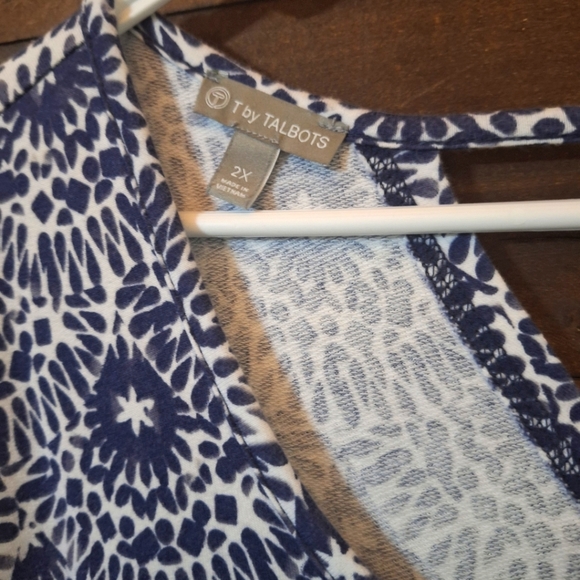 T by Talbots French Terry Dress - Geo Print SZ 2X - Picture 9 of 12